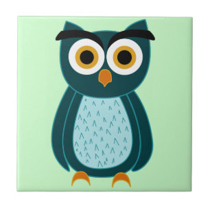 Cute Purple Little Bird Illustration Tile
