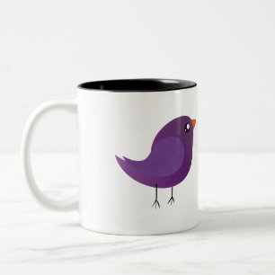 Cute Purple Little Bird Illustration Two-Tone Coffee Mug