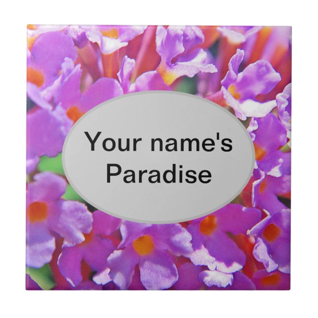 Cute Purple Little Flowers Ceramic Tile (Front)