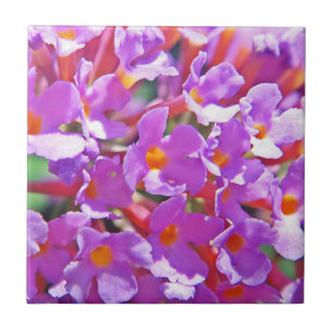 Cute purple little flowers ceramic tile