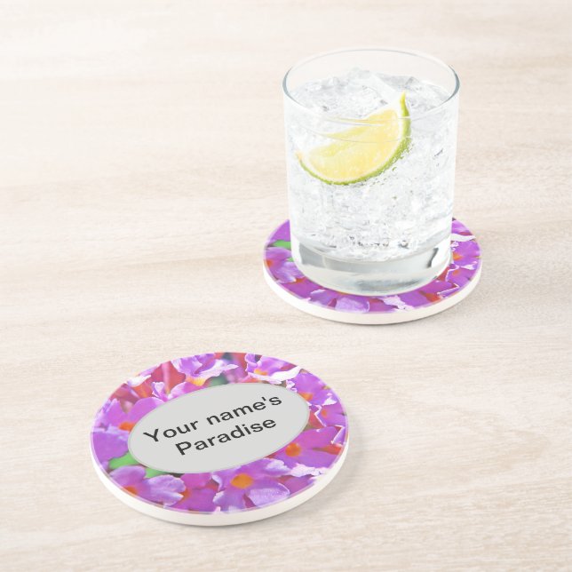 Cute Purple Little Flowers Coaster (Side)