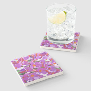 Cute purple little flowers stone coaster
