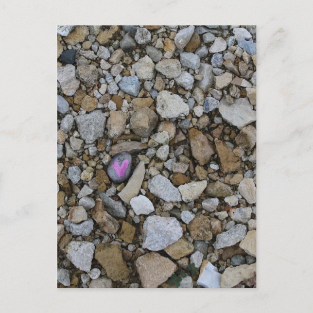 Cute Purple Little Heart on Black Rock in Rocks Postcard (Front)