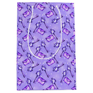 Cute Purple Love Letters & Keys Pattern Gift Bag