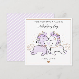 Cute Purple Magical Unicorn Kids Valentine's Day  Card