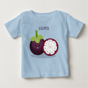 Cute purple mangosteen cartoon illustration baby T-Shirt