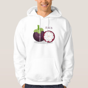 Cute purple mangosteen cartoon illustration hoodie