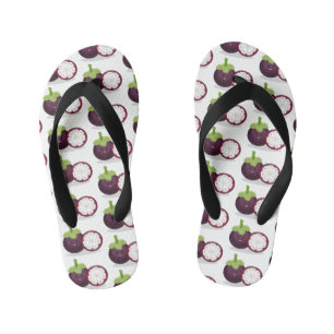Cute purple mangosteen cartoon illustration kid's thongs