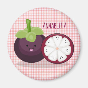 Cute purple mangosteen cartoon illustration magnet