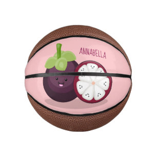 Cute purple mangosteen cartoon illustration mini basketball