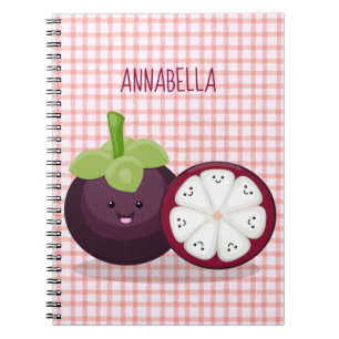 Cute purple mangosteen cartoon illustration notebook