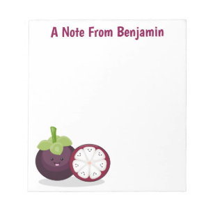 Cute purple mangosteen cartoon illustration notepad
