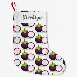 Cute purple mangosteen cartoon illustration  small christmas stocking