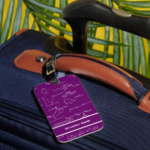 Cute Purple Math Equations Pattern Travel Luggage Tag