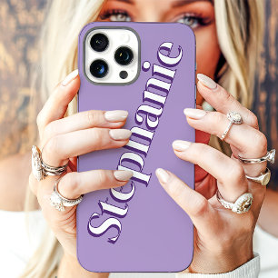 Cute Purple Minimalist Custom Name iPhone 16 Pro Max Case