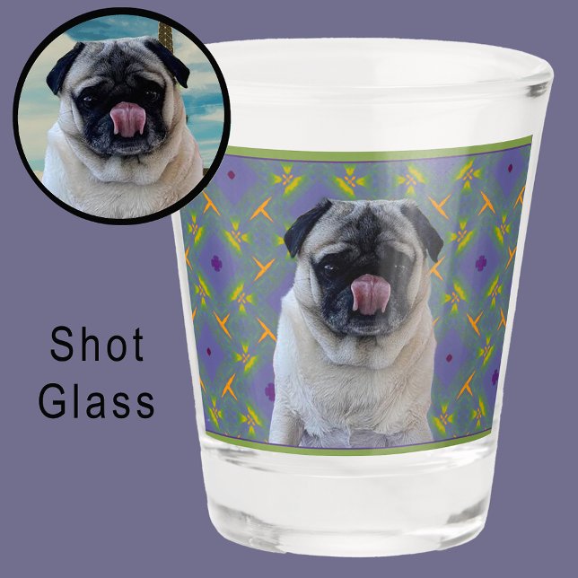 Cute Purple Modern Photo Gift for Puppy Dog Mom Shot Glass (Creator Uploaded)