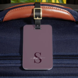 Cute Purple Monogram Initials and Name Luggage Tag