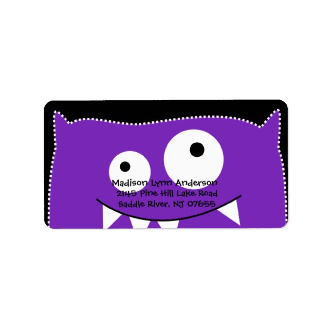 CUTE Purple Monster Return Address Label (Front)