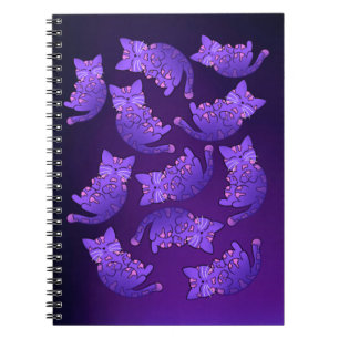 Cute Purple Neon Kitten Group Notebook