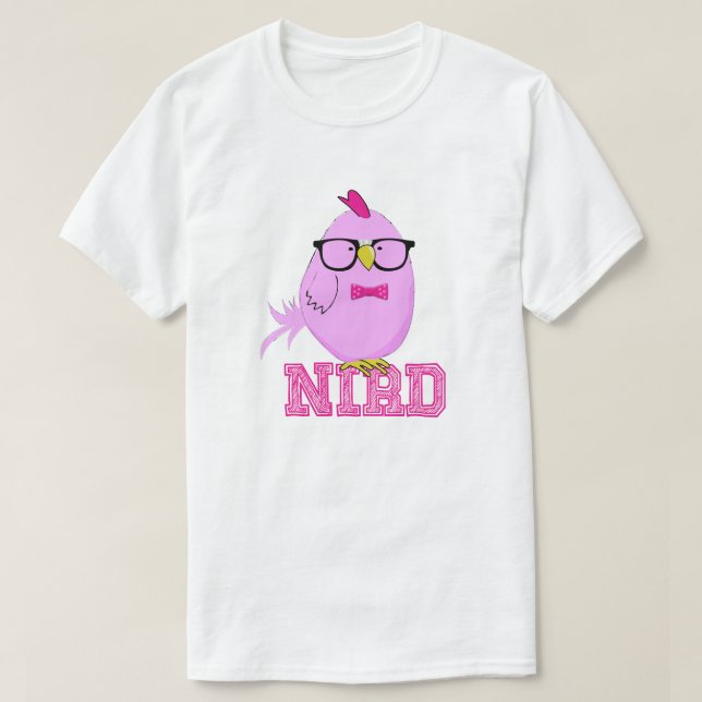 Cute Purple Nerd Bird T-Shirt (Design Front)
