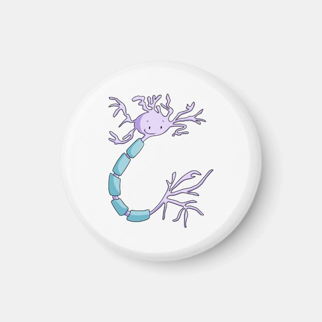 Cute Purple Neuron Cell Biology  Magnet (Front)