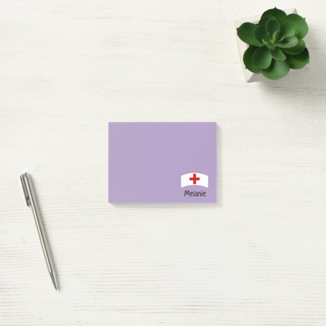 Cute Purple Nurse Personalised Post-it Notes (Office)