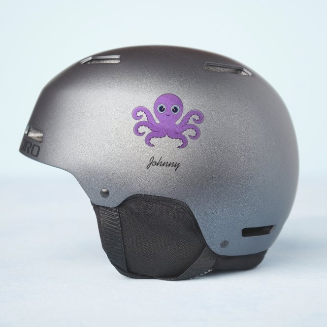 Cute purple octopus custom name (Helmet Side)