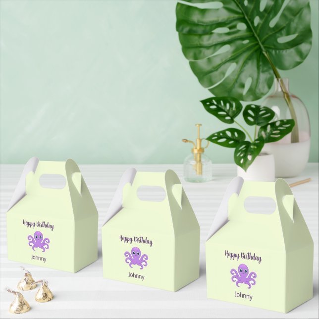 Cute purple octopus green favour box (Multiple)