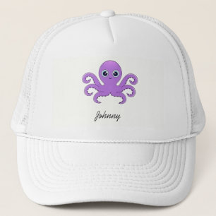 Cute purple octopus green trucker hat
