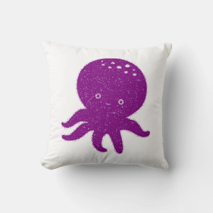 Cute Purple Octopus Old Print Cushion