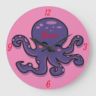 Cute Purple Octopus Thunder_Cove Large Clock