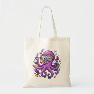 Cute Purple Octopus Treasure Hunter Tote Bag