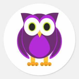 Cute Purple Owl Classic Round Sticker
