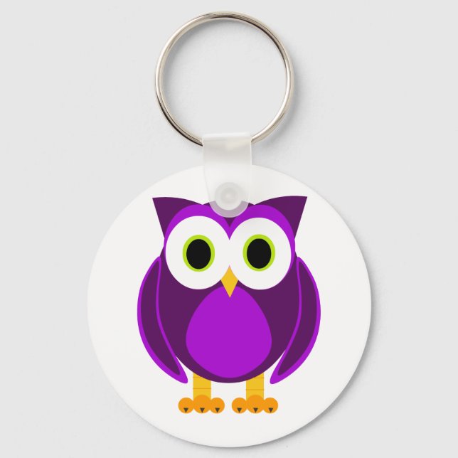Cute Purple Owl Key Ring (Front)