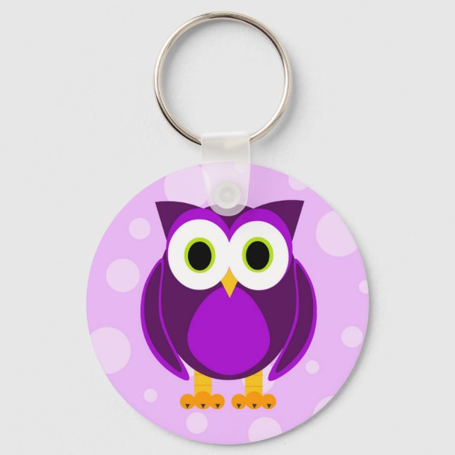 Cute Purple Owl Key Ring (Front)