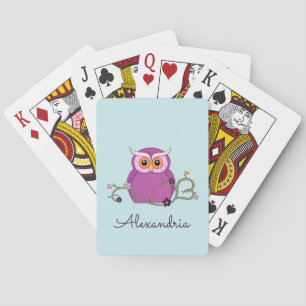 Cute Purple Owl Playing Cards