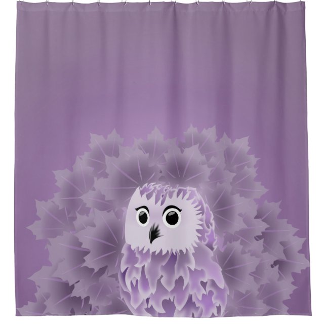 Cute Purple Owl Shower Curtain (Front)