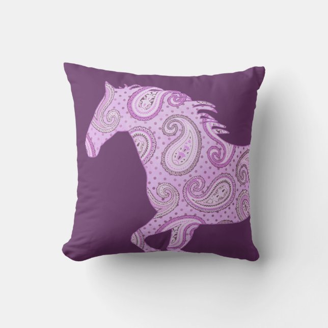 Cute Purple Paisley Horse Cushion (Front)