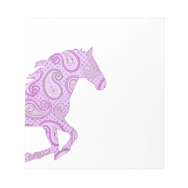 Cute Purple Paisley Horse Notepad (Front)