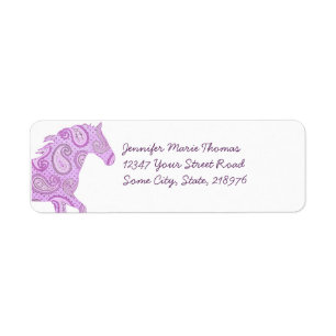 Cute Purple Paisley Horse Return Address Label