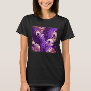 Cute Purple Peacock Feathers Illustration Birds Wo T-Shirt
