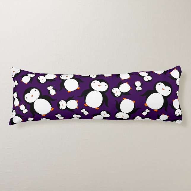 Cute purple penguin pattern body cushion (Front)