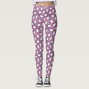 Cute purple penguin pattern leggings