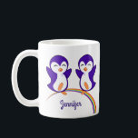 Cute Purple Penguin Rainbow Monogram Kids Coffee Mug<br><div class="desc">This pretty purple penguin mug features a couple of cute penguins dancing on a beautiful rainbow. I love fun,  happy animal gifts to brighten my day.</div>