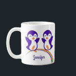 Cute Purple Penguin Rainbow Monogram Kids Coffee Mug<br><div class="desc">This pretty purple penguin mug features a couple of cute penguins dancing on a beautiful rainbow. I love fun,  happy animal gifts to brighten my day.</div>
