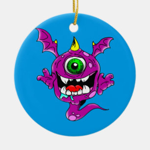 Cute Purple People Eater Monster Ceramic Tree Decoration