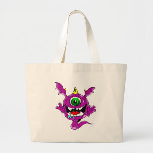 Cute Purple People Eater Monster Large Tote Bag