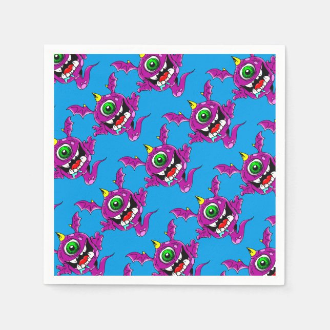 Cute Purple People Eater Monster Napkin (Front)