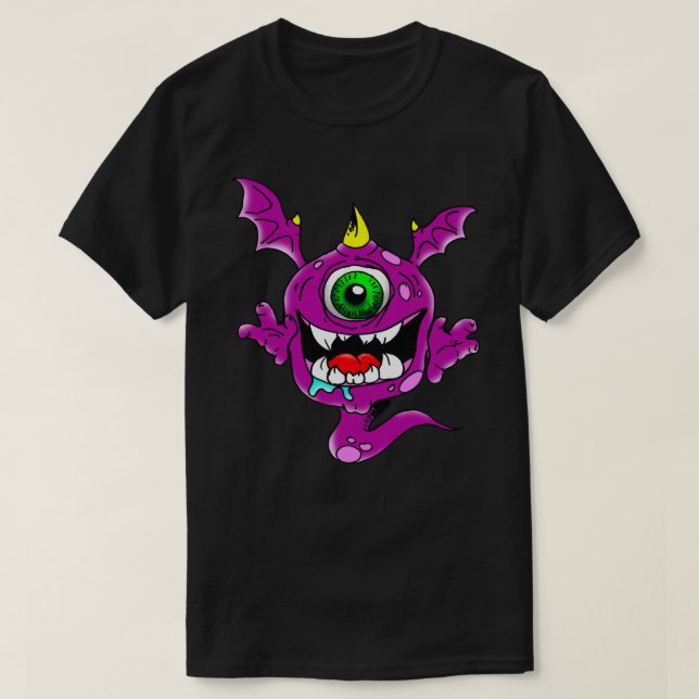 Cute Purple People Eater Monster T-Shirt (Design Front)