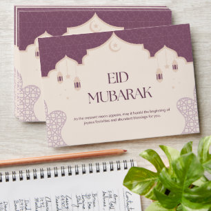 Cute Purple Personalised Eid Money Card Envelopes